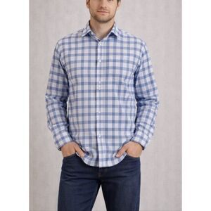 Bugatchi shaped fit blue and white checkered button down large